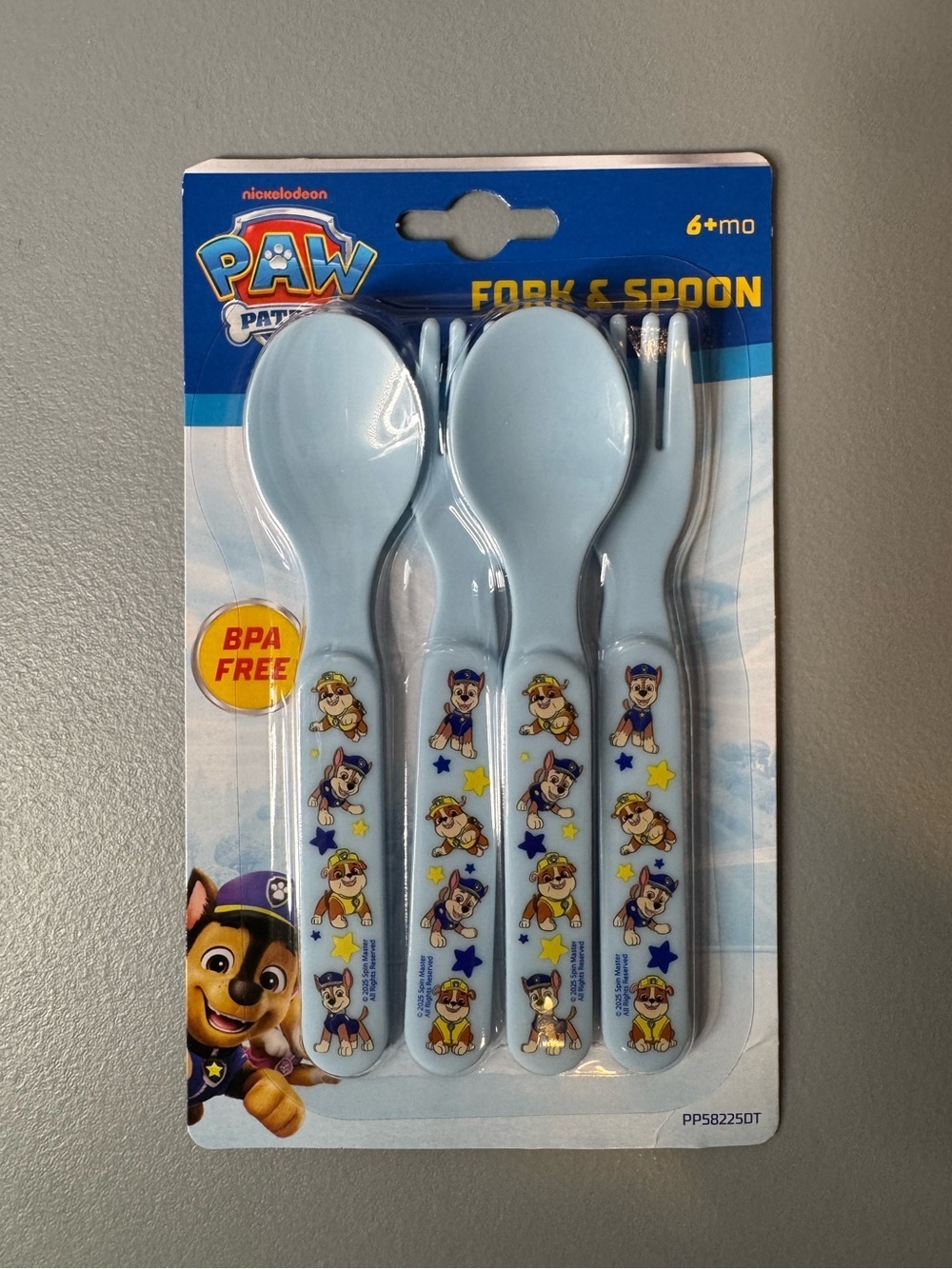 Paw Patrol Light Blue Toddler Fork & Spoon Set chase & rubble novelty 6M+